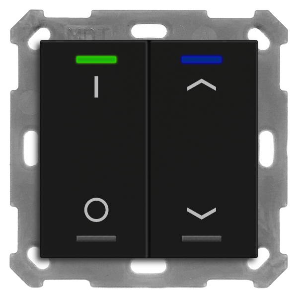 MDT BE-TAL55T206.D1 KNX Taster Light 55 2-fach, RGBW, Temperatursensor, Schwarz matt, Sch._Jal.