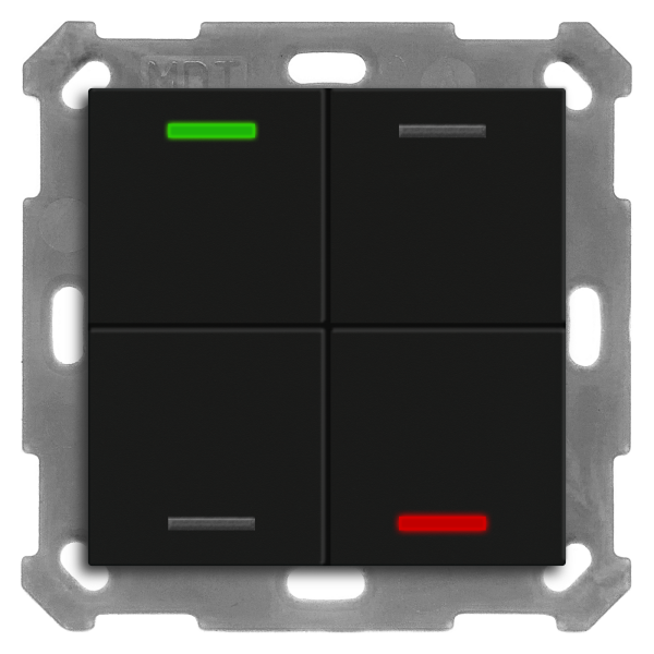 MDT BE-TAL55T406.01 KNX Taster Light 55 4-fach, RGBW, Temperatursensor, Schwarz matt, Neutral