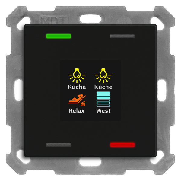 MDT BE-TAS550406.01 KNX Taster Smart 55 4-fach mit Farbdisplay, Schwarz matt