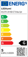 LEDlumi DE12CTWSW LED Einbaustrahler 86mm schwarz 24V 12W RGBCCT 2000-6000 Kelvin