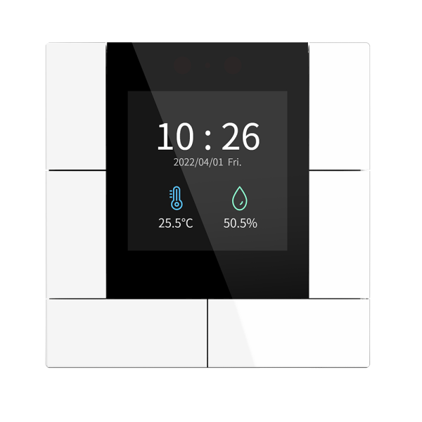 GVS KNX Multifunktions-Tastsensor mit Display ADVANCE+ (KNX-Secure), parametrierbar als Bedienpanel mit bis zu              3 Seiten a 4 Buttons, RTR-/Audio-Steuerung, etc., Weiss glänzend CHPBL-03/00.1.00