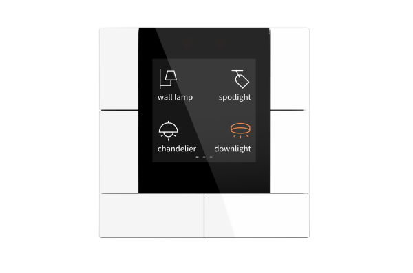 GVS KNX Multifunktions-Tastsensor mit Display ADVANCE+ (KNX-Secure), parametrierbar als Bedienpanel mit bis zu              3 Seiten a 4 Buttons, RTR-/Audio-Steuerung, etc., Weiss matt CHPBL-03/00.2.00