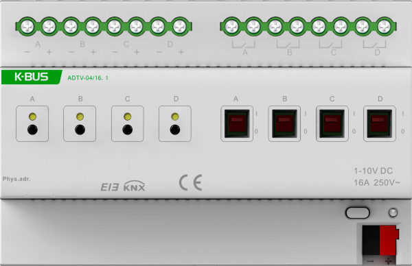 GVS KNX Dimmaktor 4-fach, 1-10V - ADTV-04/16.1S -KNX Secure