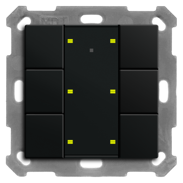 MDT BE-TA55P606.02 KNX Taster Plus 55 6-fach, Schwarz matt