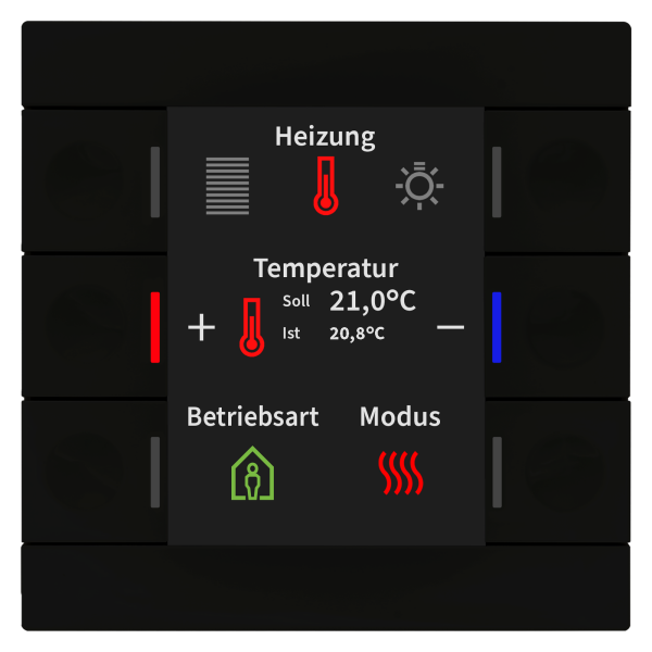 MDT BE-TAS86T06.02 KNX Taster Smart 86 mit Farbdisplay und Temperatursensor, Schwarz matt