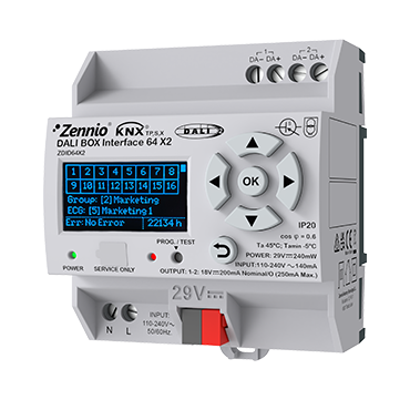 Zennio ZDI-D64X2 V3 KNX Dali Box Interface 64 ( 2 Kanäle mit je 64 Geräte )