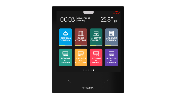 Interra iX4 4" KNX Touch Panel, Black w/AQI ITR330-2001