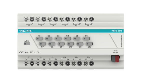 Interra Combo KNX Actuator - 12 Channel 16A (Lighting, Shutter, Blind, Fan Coil) ITR512-0016