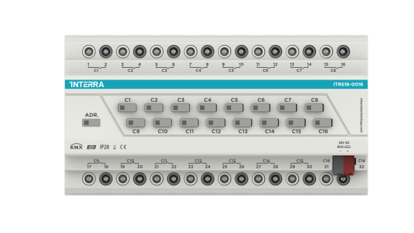 Interra Combo KNX Actuator - 16 Channel 16A (Lighting, Shutter, Blind, Fan Coil) ITR516-0016