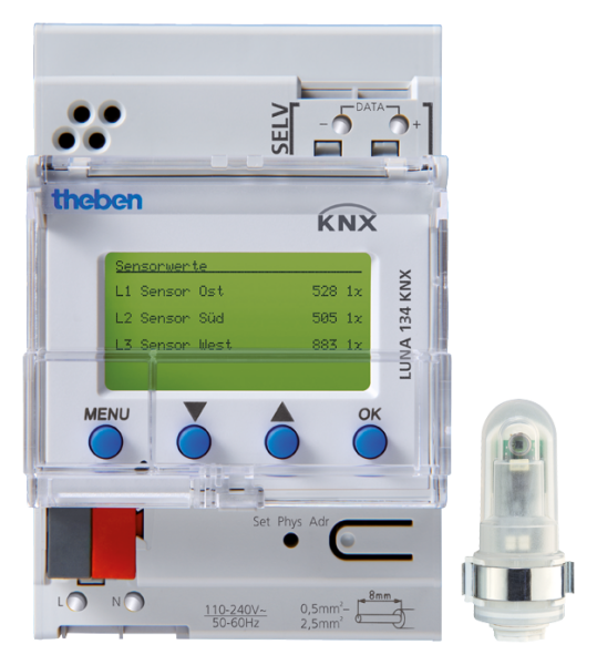 Theben LUNA 134 KNX Dämmerungsschalter DIN-Schiene, Lichtsteuergerät