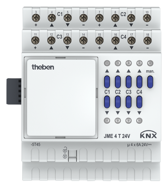 Theben JME 4 T 24V KNX Jalousieaktor (Erweiterungsmodul MIX2) 4-fach, 24 V, KNX TP, Data Secure, Erweiterung MIX2