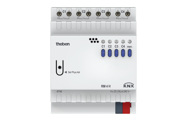 Theben RM 4 H KNX Schaltaktor/Hochleistungsaktor 4-fach, 25 A C-Last 200 µF, KNX TP