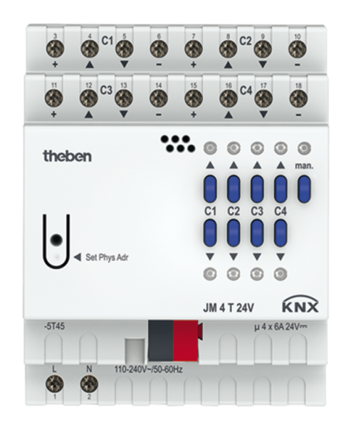 Theben JM 4 T 24V KNX Jalousieaktor 4-fach, 24 V, KNX TP
