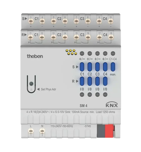 Theben SM 4 KNX Schalt-/Dimmaktor 4-fach, KNX TP, 0-10 V oder 1-10 V Schnittstelle