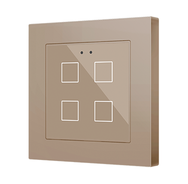 Zennio ZVIF55X4V2C Flat 55 X4 v2. Kapazitiver Taster 55x55 - 4 Tasten - Champagne (Rahmen nicht enthalten)