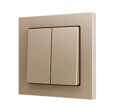 Zennio ZS552PB2C ZS55. Soft Doppeltaster für 2 Binäreingänge 55x55 mm – Champagne