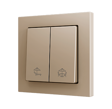 Zennio ZS552PB2CC ZS55. Soft Doppeltaster für 2 Binäreingänge 55x55 mm – Champagne - Custom Design. Minimum: 100 Einheiten pro Design