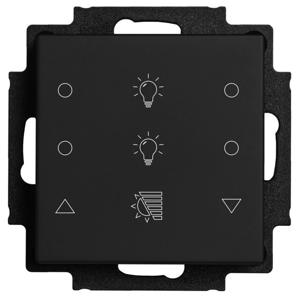 Hugo Müller KNX Tastsensor & Raumtemperaturtregler 6-fach neutral schwarz RAL 9005 TS 57.21 knx6