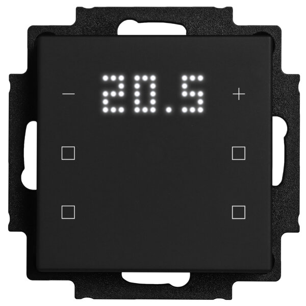 Hugo Müller KNX Tastsensor 6-fach m. Temperaturanzeige 4 neutrale u. 2 Temp. Tasten schwarz RAL 9005 TS 58.00 knx6