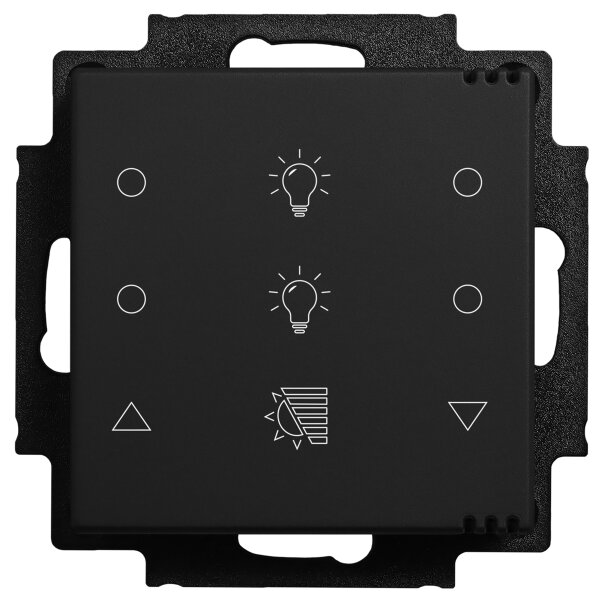 Hugo Müller KNX Tastsensor 6-fach CO2, Luftfeuchte 4 Licht 2 Rollladen Tasten schwarz RAL 9005 TS 67.21 knx6