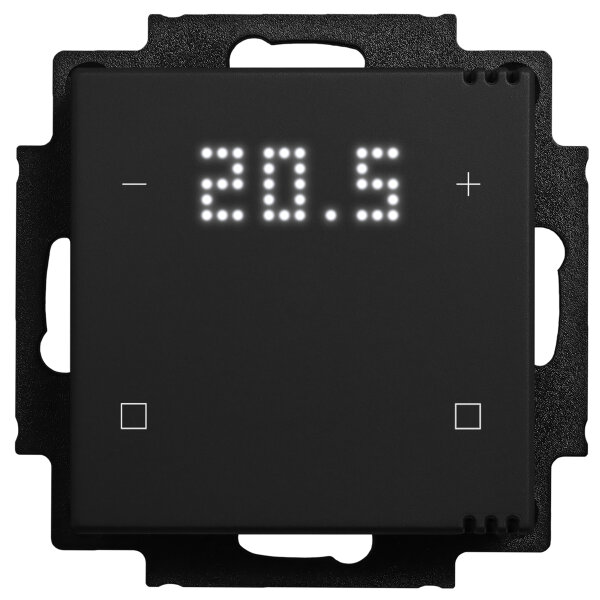 Hugo Müller KNX Tastsensor 4-fach CO2, Luftfeuchte, Temp-Anzeige 2 neutrale u. 2 Temp. Tasten schwarz RAL 9005 TS 68.00 knx4