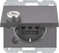 Berker SCHUKO-Steckdose anth/mt Steckklemme, Schlos 47637006