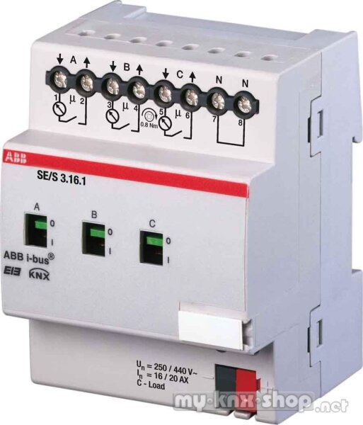 ABB SE/S 3.16.1 KNX Energieaktor 3-fach 16/20 A REG