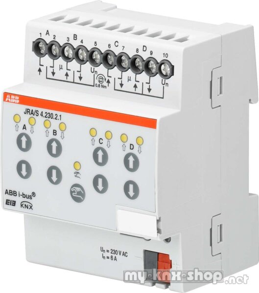 ABB JRA/S 4.230.2.1 KNX Jalousie-/Rollladenaktor manueller Bedienung 4-fach 230V AC REG