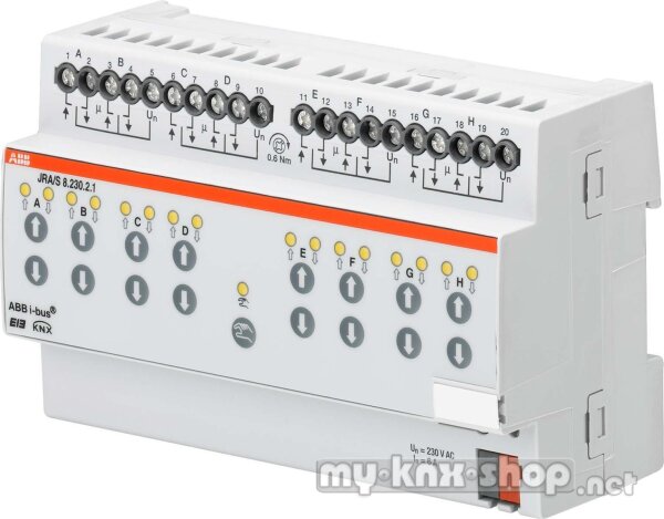 ABB JRA/S 8.230.2.1 KNX Jalousie-/Rollladenaktor manueller Bedienung 8-fach 230V AC REG