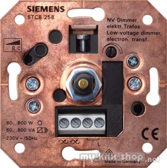 Siemens NV-Dimmer elektronische Trafos, mit Druck-Aus/Wechselschalter UP, 230V 50-60Hz, 60-800W/VA 5TC8258