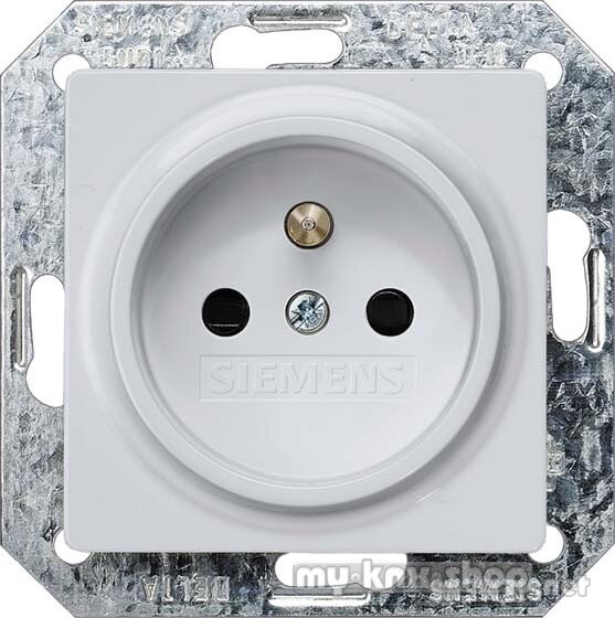 Siemens, I-System, Steckdose 10/16A 250v mit Mittenschutzkontakt 2-polig, Abdeckplatte 55x55mm, aluminiummetallic 5UB1938