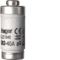 Hager Sicherung D02 E18 40A 400V gG mit Melder LE1840