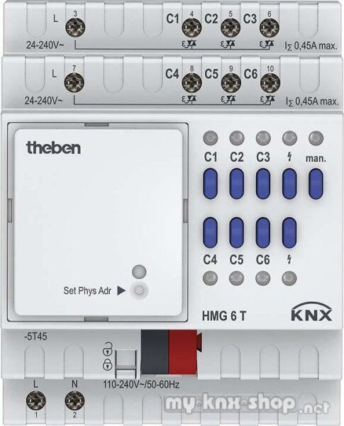 Theben HMG 6 T KNX Heizungsaktor (Grundmodul MIX2) 6-fach, KNX TP, Data Secure, Grundgerät MIX2