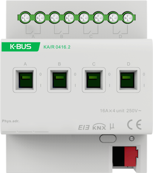 GVS KNX Schaltaktor 4-fach 16/20A mit Handbetätigung - KA/R 0416.1