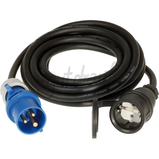 Adapterleitung 230V, 0,4m H07RN-F 3G2,5 qmm schwarz