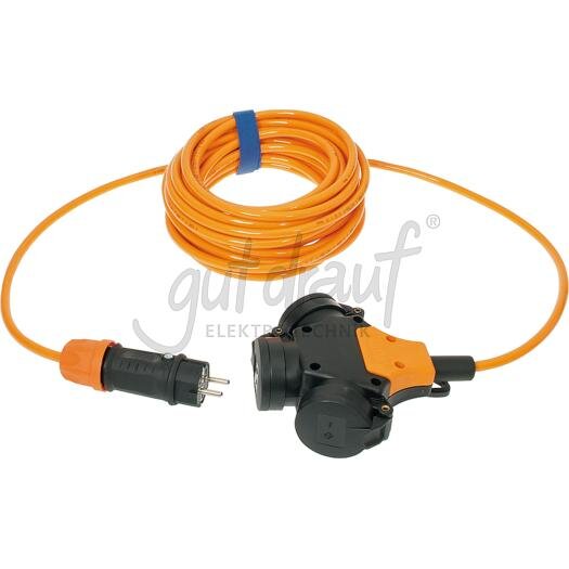 Verl. H07BQ-F 3G1,5 10m orange VG-3-f.Kupplung + VG-Stecker sw/or