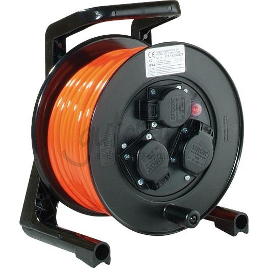 JumboXS-Kabeltrommel 25m H07BQ-F 3G1,5 qmm orange 3 Schutzkontakt-Steckdosen sw