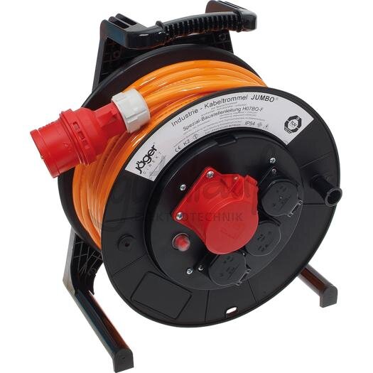 Jumbo-Kabeltrommel 25m H07BQ-F 5G2,5 qmm orange 1 CEE-Steckdose 16A, 400V, 5-p