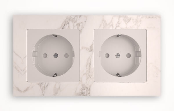 Tense KNX SOCKSCM2 Socket 2-fach Rahmen Stone Calacatta Marble