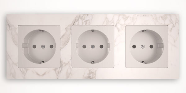 Tense KNX SOCKSCM3 Socket 3-fach Rahmen Stone Calacatta Marble