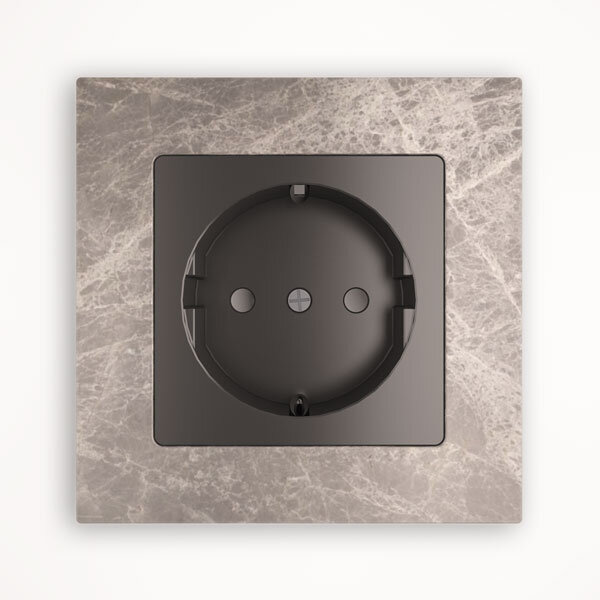 Tense KNX SOCKSEGM1 Socket 1-fach Rahmen Stone Emperador Grey Marble