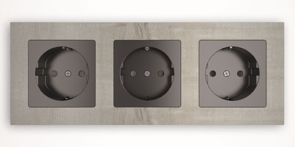 Tense KNX SOCKSOGM2 Socket 3-fach Rahmen Stone Oak Grey Marble