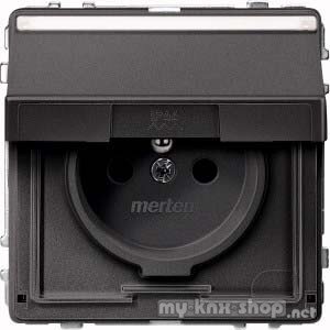 Merten MEG2312-7214 SCHUKO-Steckdose mit Klappd. und Schriftf., BRS, Steckkl., anthrazit, AQUADESIGN
