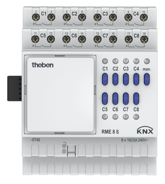 Theben RME 8 S KNX Schaltaktor (Erweiterungsmodul MIX2) 8-fach, 16 A 140 µF, KNX TP, Data Secure, Erweiterung MIX2