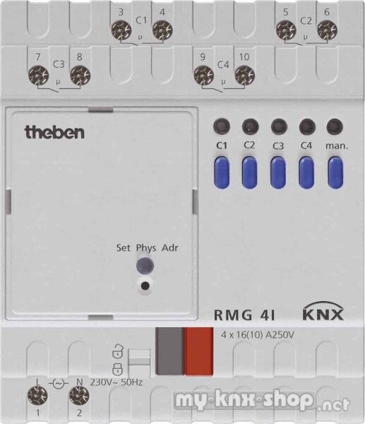 Theben RMG 4 I KNX Schaltaktor  (Grundmodul MIX2) 4-fach, 16 A C-Last 200 µF,