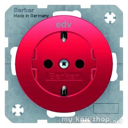 Berker 47432022 Steckdose SCHUKO mit Aufdruck R.1/R.3 rot, glänzend