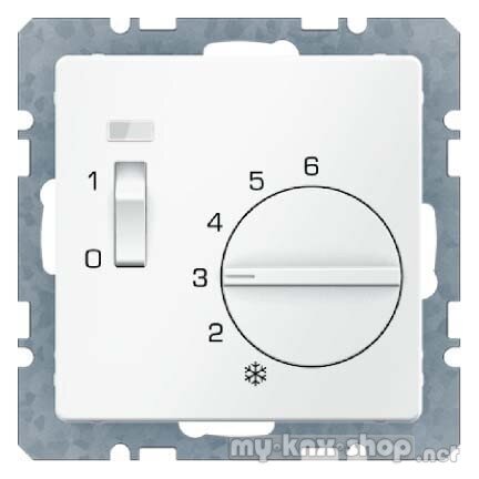 Berker 20306089 Temperaturregler mit Öffner, Zentralstück, Wippschalter und LED Q.1/Q.3 polarweiß, samt