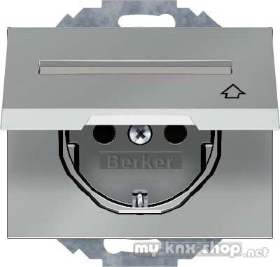 Berker 47487104 Steckdose SCHUKO mit Klappdeckel und Beschriftungsfeld K.5 Edelstahl Rostfrei