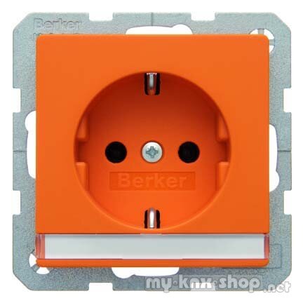 Berker 47506007 Steckdose SCHUKO mit Beschriftungsfeld Q.1/Q.3 orange, samt