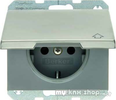 Berker 47517204 Steckdose SCHUKO mit Klappdeckel K.5 Edelstahl Rostfrei